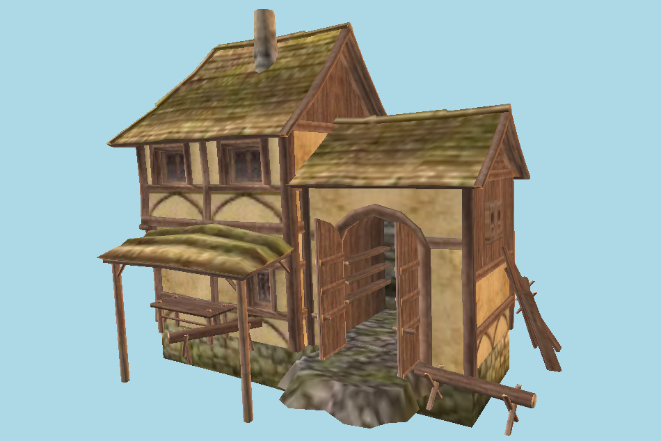 Workshop Wooden House 3d model